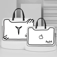 Creative Logo Laptop Bag Laptop Sleeve Case Simple Handbag PU Shockproof Carrying Bag 13 14 15 17 inch For Macbook/Dell/HP/Asus