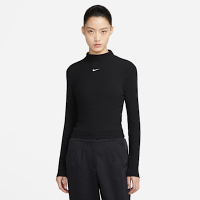 NIKE 上衣 女款 長袖上衣 運動 AS W NSW ESSNTL RIB MOCK LS TO 黑 DV7881-010 (3S4162)