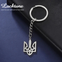 Lucktune Ukraine National Emblem Trident Keychain Stainless Steel Tryzub Pendant Car Key Chain for Women Men 2023 Ethnic Jewelry