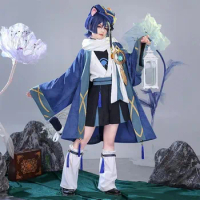 Game Genshin Impact Wanderer Scaramouche Doujin Cosplay Costume Scaramouche Cute Casual Wear Halloween Uniform