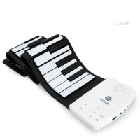 Roll Up Piano 47 Keys Silicone Portable Foldable Colorful Soft Keyboard Electronic Piano Rainbow Key Rechargeable