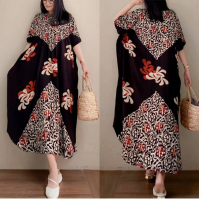 Daster Lowo jumbo Batik Cap Handmade /  kaftan Lowo Cap Sogan Rayon Super / Pradita Dress