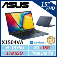 【ASUS】VivoBook 15吋 X1504VA-0021B1335U (i5-1335U/8G+16G/1TB)
