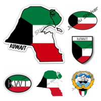 Kuwait Map with Flag Vinyl Sticker Funny Car Rearview Mirror Sticker Vinyl Motorcycle Accessories Decal for Phone Laptop KK13cm