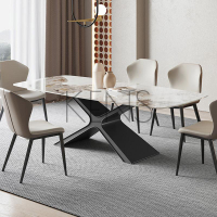 【滿599免運】餐桌 餐檯 意式北歐餐桌家用小戶型現代簡約長方形實木餐桌椅組合