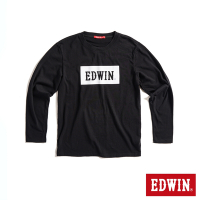 EDWIN 人氣復刻 搖滾不死 經典LOGO植絨長袖T恤-男-黑色