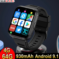 NAMOFOTO 4G LTE Smart Watch 4GB RAM 64GB ROM 400*454 IPS Screen 930mAh Android 9.1 SIM Card Wi-Fi GPS 5MP Camera Men Smartwatch