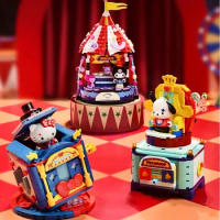 Keeppley Sanrio Building Blocks Magic Circus Kawaii Kuromi Hello Kitty Pochacco Assembled Model Toy Christmas Gift
