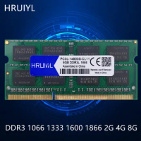 HRUIYL Memory DDR3 2GB 4GB 8GB 1.5V 1066 1333 1600 1866MHZ SO-DIMM Laptop Memoria Stick DDR3L 1.35V Laptop Original Chips