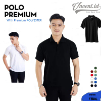 Vncent ID Kaos Polo Shirt Pendek Pria Berkerah Katun Tebal Hitam - Merah, Biru, Putih