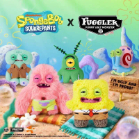 Gantungan Kunci Asli Fuggler SpongeBob Patrick untuk Hiasan Beg Ransel, Boneka Lembut Berbulu, Gigi