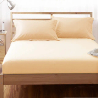 【LUST】素色簡約 鵝黃 100%純棉、雙人5尺精梳棉床包/歐式枕套《不含被套》(台灣製造)