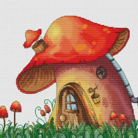 GG Piggyhan pig cross stitch kit Animal cotton thread SODA-3248 Picnic Cat stitching embroidery DIY Mushroom house
