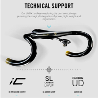 RYET Carbon Road Integrated Handlebar Inner Cable Routine Road Bent Bar For D-Shaped Fork With Computer Mount and Aero Spacer