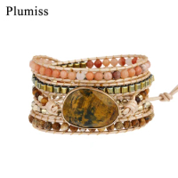 Oval Pietersite Charm Wrap Bracelet for Women Tiger Eye Mix Natral Stone Bracelets Armband Dames Hand Made Jewelry Dropshipping