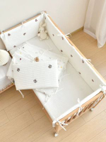 分片式寶寶床圍棉絎縫卡通刺繡緩衝防撞床擋嬰兒床床圍可拆洗