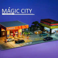 **Preorder**Magic City 1:64 Japanese ENEOS gas station&amp;medieval car showroom Model Garage Diorama