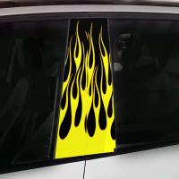 2D Flat, 2-pack 2D Flat Pattern Sticker, Flame Design, Car Sticker, Suitable For Car B-pillar, Metal