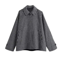 Namirazka - Winter Wool Coat Mantel Wol Musim Dingin Houndstooth dengan Desain Kotak-Kotak Elegan da