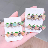 2019 New Japan Korean Opal Crystal Strawberry Hairpin Side Hairclip For Women Sweet Girls Cute Épingle À Cheveux Jewelry Gifts