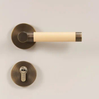 Modern Copper Security Door Lock Bedroom Mute Door Handle Lock Indoor High Quality Leather Handle Lockset Furniture Hardware