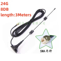 8dbi WIFI Antenna 2.4G antenna RP SMA Male RG174 with Magnetic base for Router Camera Signal Booster