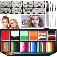 Face Paint Kit-12 Split Cake Palettes Face Painting Kit Professional with Stencils For Kids Adults R