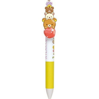 小禮堂 懶懶熊 拉拉熊 日製造型筆夾多色原子筆《黃紫.水果》0.5mm.三色筆.自動筆