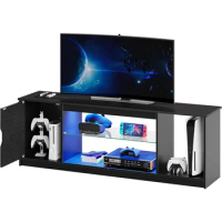 Tv Stand Modern TV Console With Adjustable Glass Shelf for Living Room Bedroom Easy Assembly Carbon Fiber Cabinet Table Home