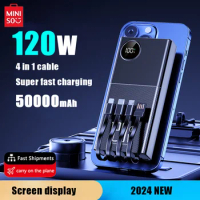 Miniso 120W 50000mAh High Capacity Power Bank 4 in 1 Fast Charge Powerbank Portable Battery Charger For iPhone Samsung Huawei