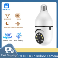 WiFi Bulb Indoor Camera 1080P PTZ Baby Monitor Auto Tracking Home Security CCTV Camera E27 APP YI IOT 2MP Pet Monitor