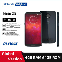 [4G]Original Motorola Moto Z3 Octa-Core 6.01นิ้วศัพท์มือถือ4GB RAM 64GB ROM Snapdragon 835วิทยุ FM Super AMOLED 3000MAh ซิมเดียวสมาร์ทโฟนลายนิ้วมือ Android ใช้เกรด A