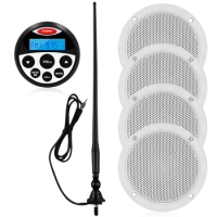 Marine Boat Radio Waterproof Audio Stereo Bluetooth MP3 Player&amp; 4" Marine Speaker&amp;FM AM Antenna For ATV UTV Motorcycle