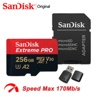 SanDisk Extreme Pro Micro SD 128GB 64GB Card SD/TF Flash Cards 32GB Memory Card 256GB 512GB 400GB with SD Adapter for Camera