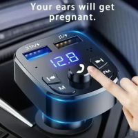 Car Hands-free Bluetooth-compaitable 5.0 FM Transmitter Car Kit MP3 Modulator Player Handsfree Audio Receiver 2 USB Fast Charger