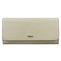 【FURLA 芙拉】FURLA BABYLON經典金字LOGO十字紋設計防刮牛皮10卡翻蓋長夾(大理石灰x芭蕾粉)