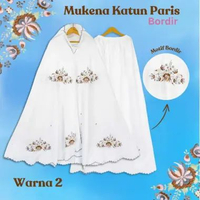 Mukena Katun Paris Bordir Premium – Warna Putih Dan Motif Menarik 2