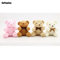 20Pcs/Lot Kawaii Small Joint Teddy Bears Stuffed Plush With Chain Sit Height 8CM Teddy-Bear Mini Bear Ted Plush Toys Gifts 046