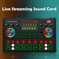 Live Sound Card Podcast Equipment Microphone Audio Mixer DJ Audio Sound Mixer Voice Changer Live Streaming Game Singing Record