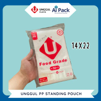 (ISI 50 BIJI) UNGGUL PP Standing Pouch 14x22 / UP Plastik Klip Bening Transparan Double Seal Ziplock
