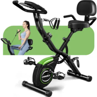 Caromix Folding Exercise Bike, 4 in 1 Stationary Bike 16-Level Magnetic Resistance Cycling Bicycle Upright Indoor Cycling Bike