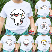 เสื้อยืดเด็ก QUBY Emoji Short Sleeve T-shirt Cotton Kids Cartoon Summer Breathable Cute Boys Girls C