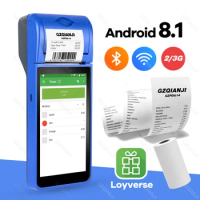 Handheld POS Android 8.1 PDA Terminal with Touch 3G Wifi Bluetooth POS PDA Thermal Printers Mobile Support Loyverse POS