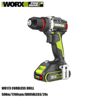 Worx Cordless Dual Speed Drill Rechargeable Brushless WU173 20v 50Nm 1900rpm 18+1 Torque Adjustable Share Green Battery Platform