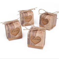 Square Shape Cookie Candy Box Wedding Christmas Kraft Paper Gift Packaging Boxes Birthday Party Supplies 20/10Pcs