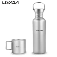 600ml/750ml Full Ti Water Bottle Ultralight Outdoor Camping Cycling Water Bottle with/without 300ml Ti Cup
