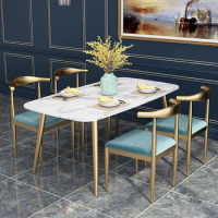 Nordic marble table rectangular light luxury dining table and chair combination of modern simple dining table