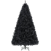 6 Ft Foldable Christmas Tree for Holiday Decoration for Holiday Decoration with Lights, Black