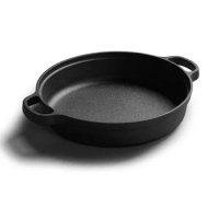 30cm thick uncoated flat-bottomed cast iron pan household pancake pan binaural cast iron pan outdoor steak frying pan