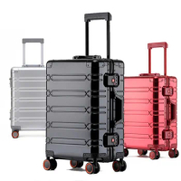 Travel suitcase on wheels high-quality trolley luggage bag lightweight luggage Aluminum-magnesium alloy trolley luggage bag